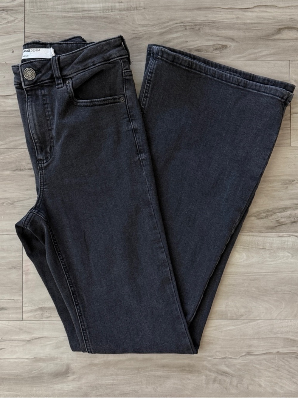 Garage Denim Black Wash Dark Western Flare Stretch Denim Jeans Women’s Size 3 26